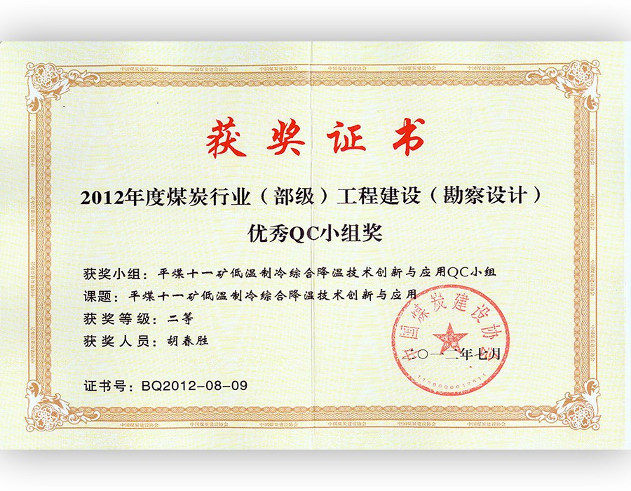 部級工程建設(shè)優(yōu)秀QC小組獎