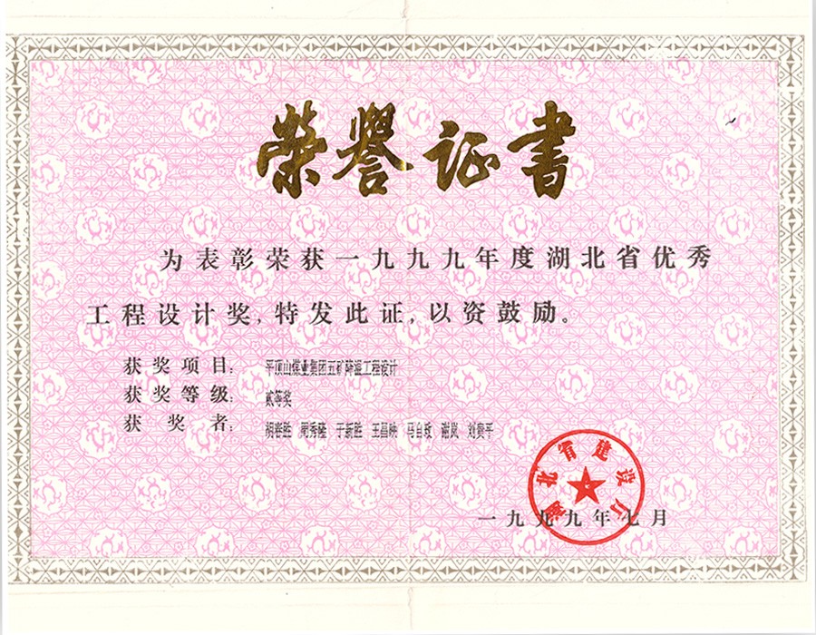 省級優(yōu)秀工程設(shè)計二等獎